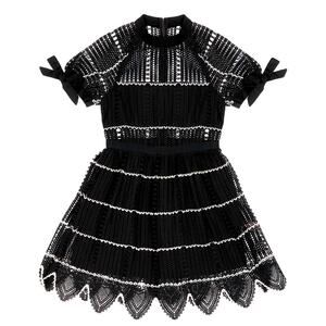 NWT Crocheted Scalloped Hem Mini Dress - BLACK & WHITE